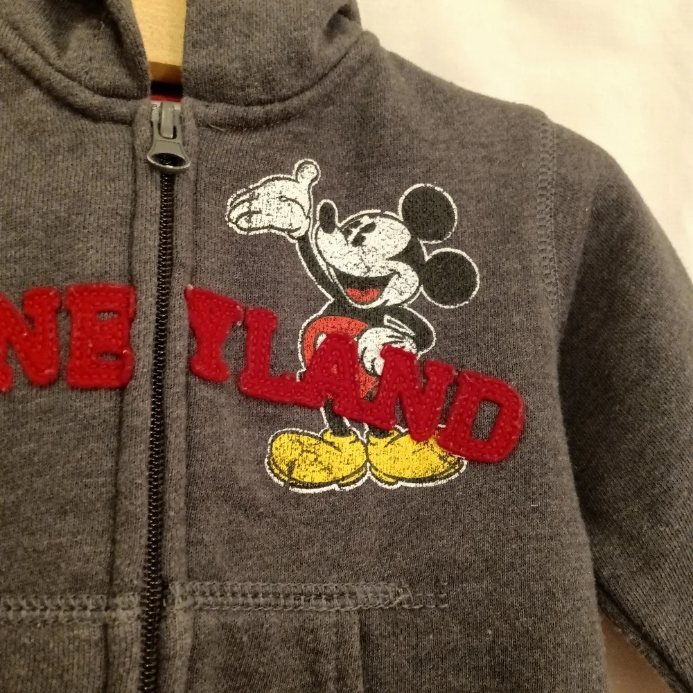 Kids Disney Parks Disneyland Zip Hoodie Fleece Jacket Retro Patches Size 12 mo